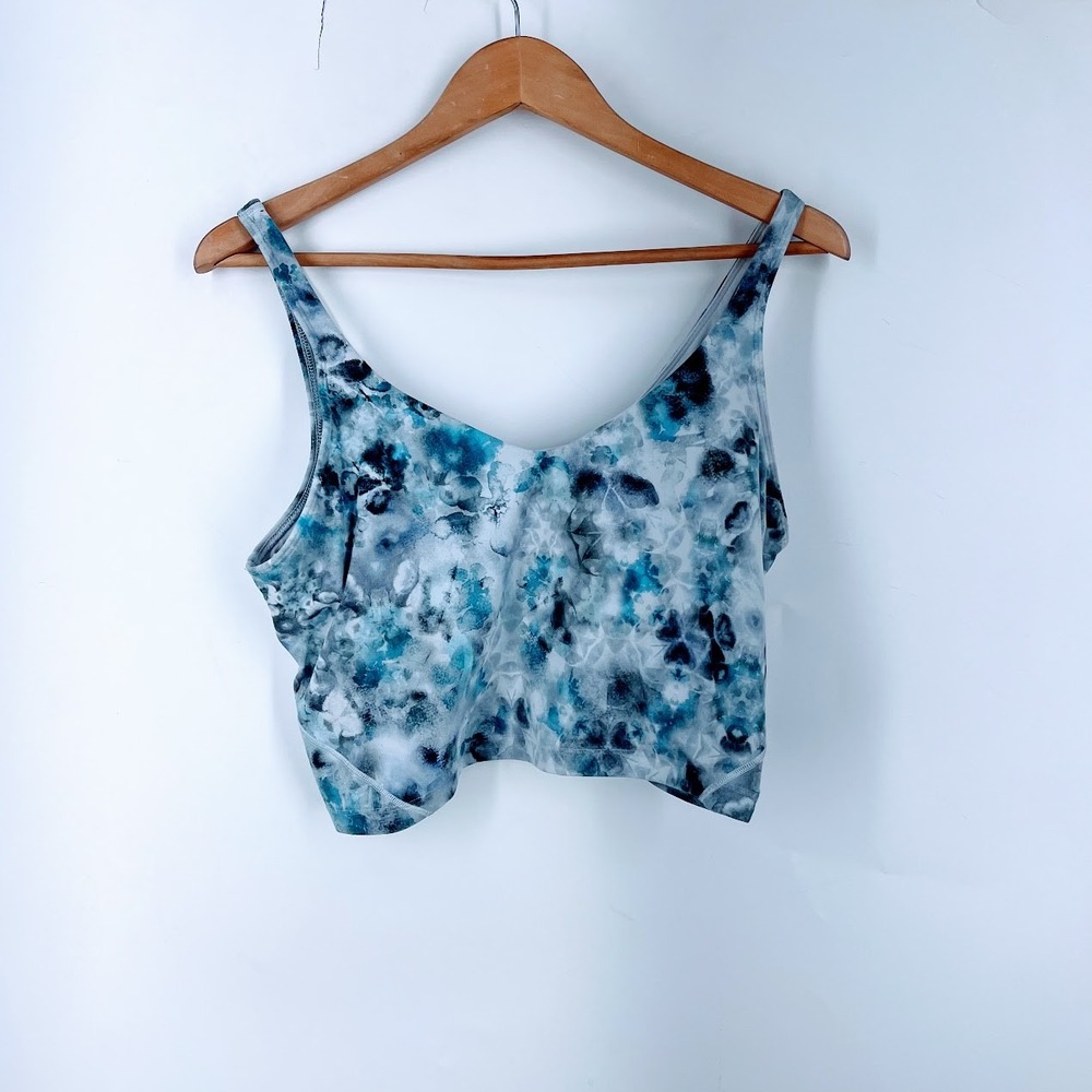 Lululemon Align Tank Top Blue Grey Watercolor Floral Nulu Size 14 LW1DAJS